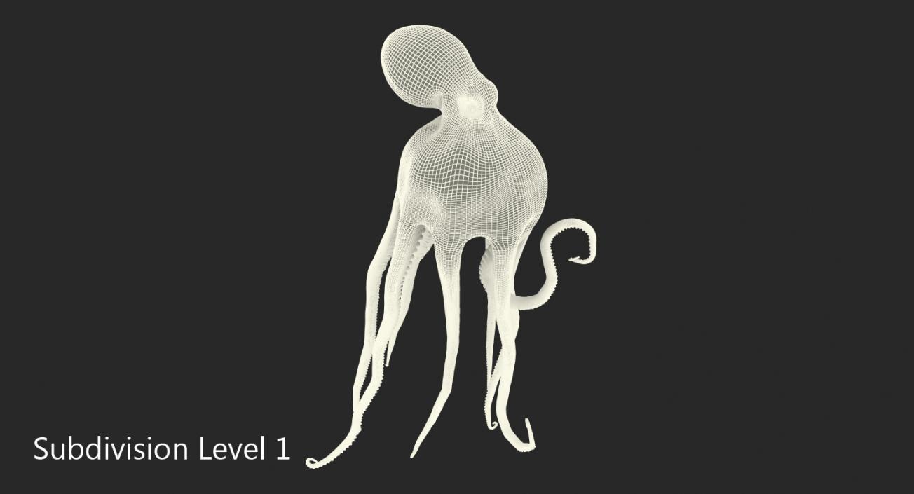 3D model Blue Octopus Swiming Pose