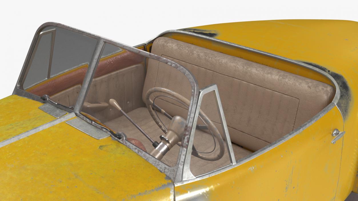 Old Hover Retro Car Yellow Rigged for Maya 3D