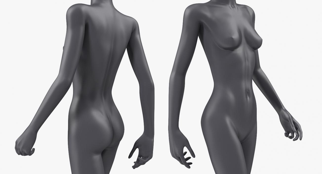 3D Female Dark Grey Mannequin Rigged model