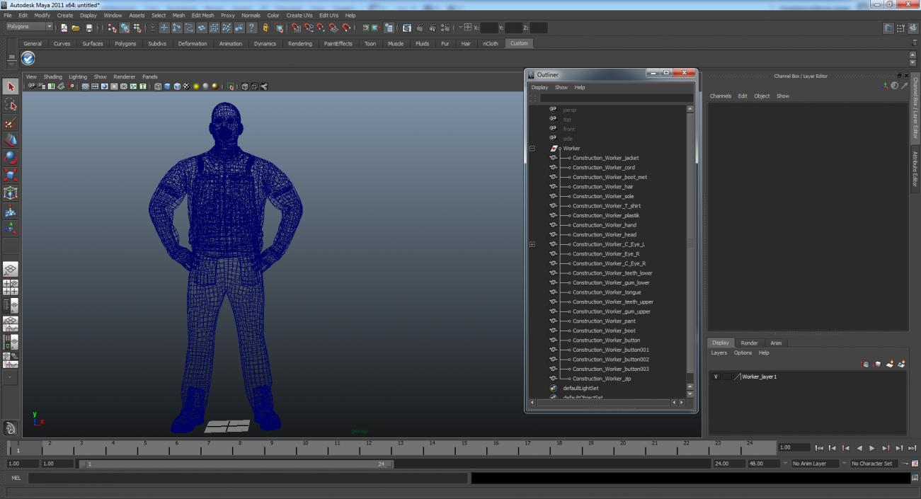 Worker Black Uniform Standing Pose 3D model