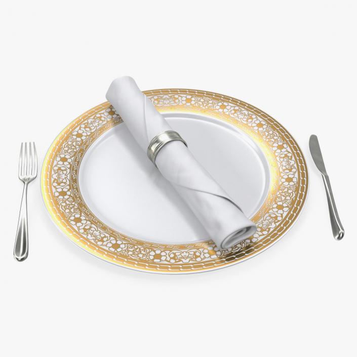 3D model Empty Plate And Silverware Set