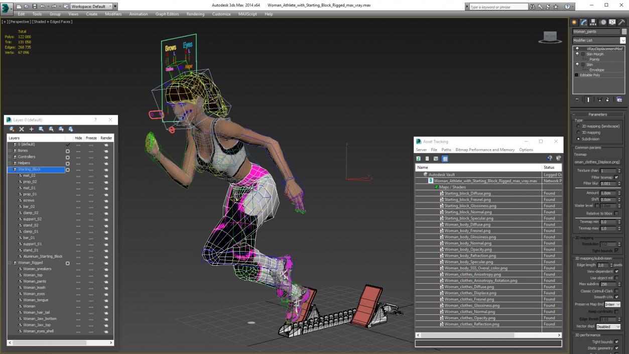 3D model Woman Athlete with Starting Block Rigged