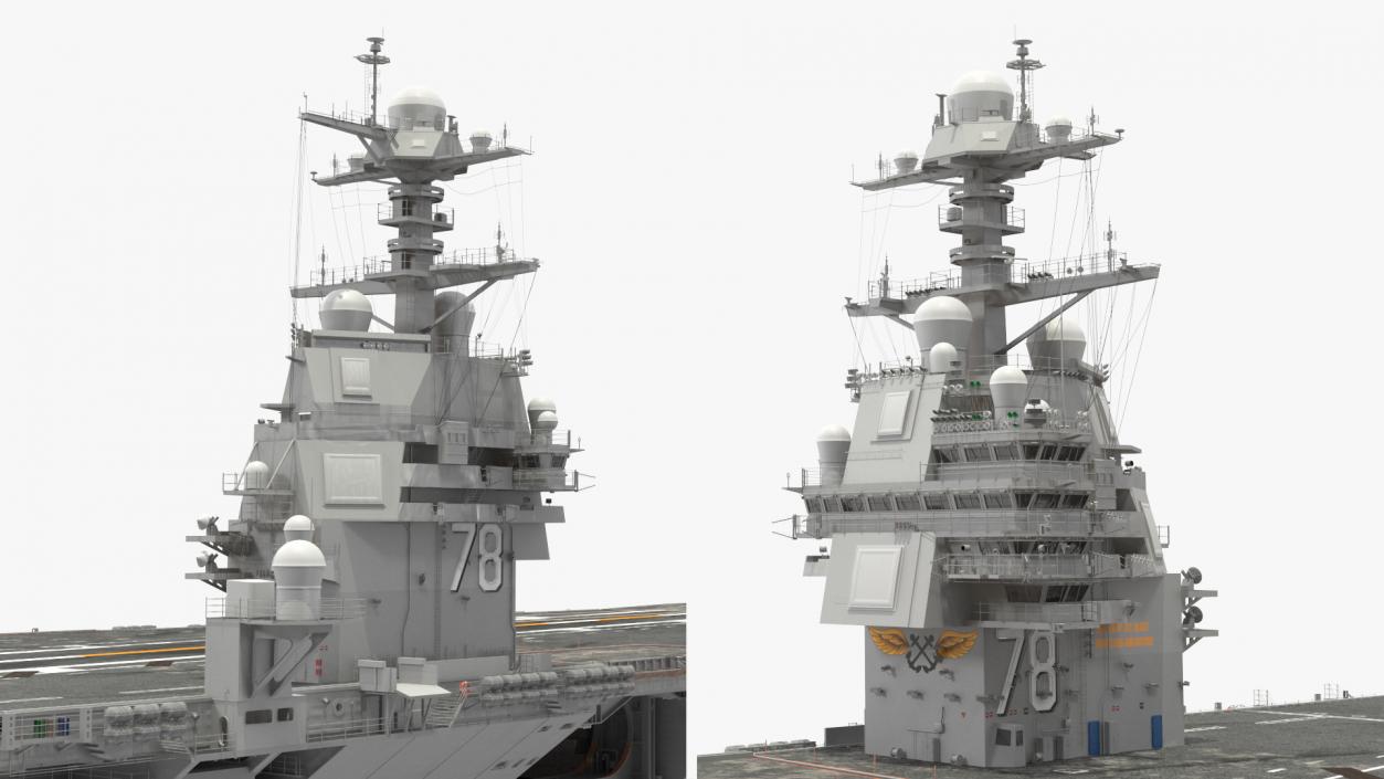 USS Gerald Ford Aircraft Carrier Rigged 3D model