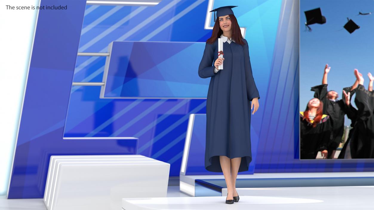 3D model Female Graduate Student Rigged