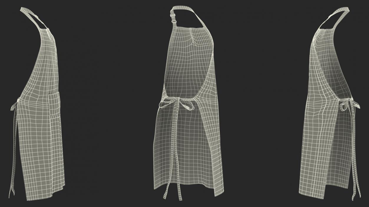 3D model Men Striped Cooking Apron