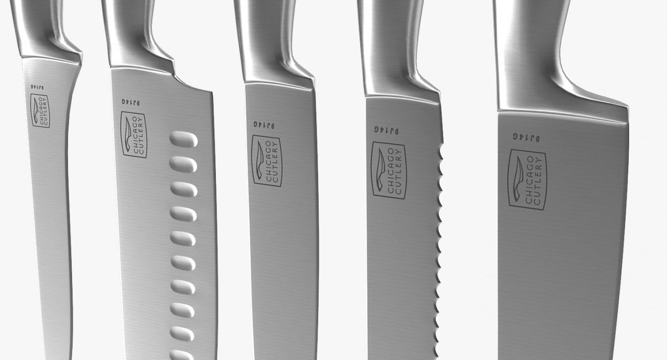 Kitchen Steel Knives Set 3D model