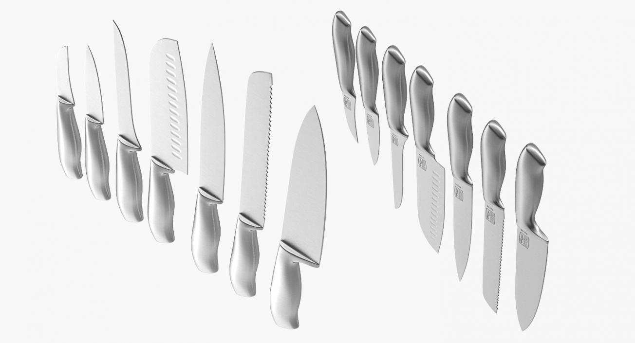 Kitchen Steel Knives Set 3D model