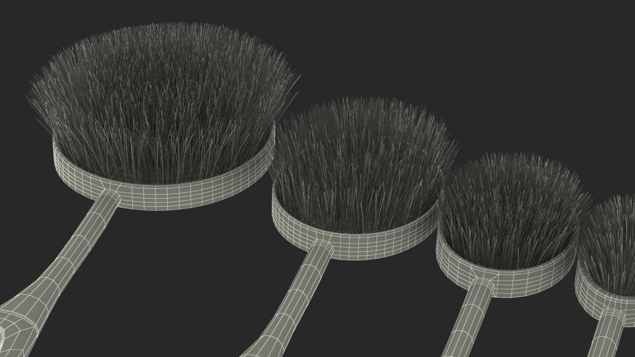 3D Professional Oval Makeup Brush Set Fur model