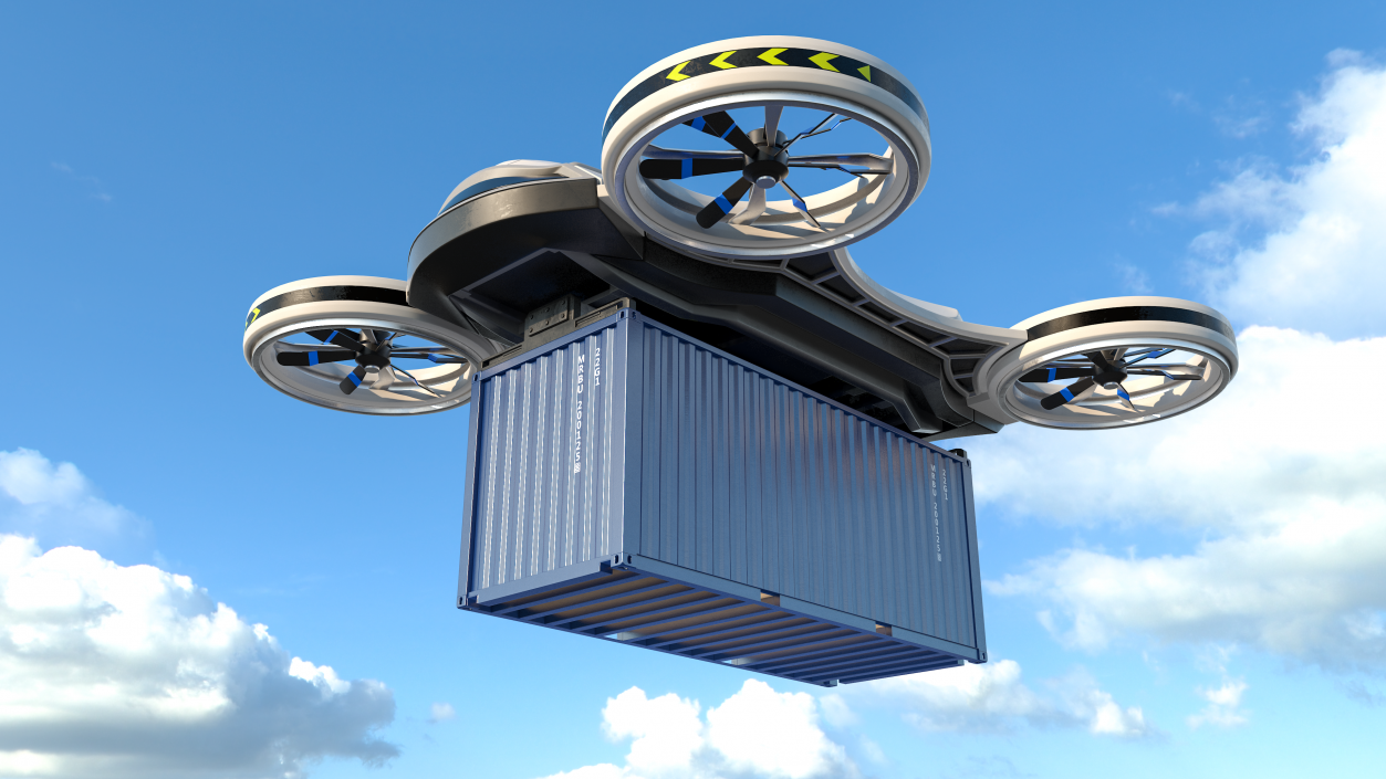 Cargo Quadrocopter Drone with Container 3D model