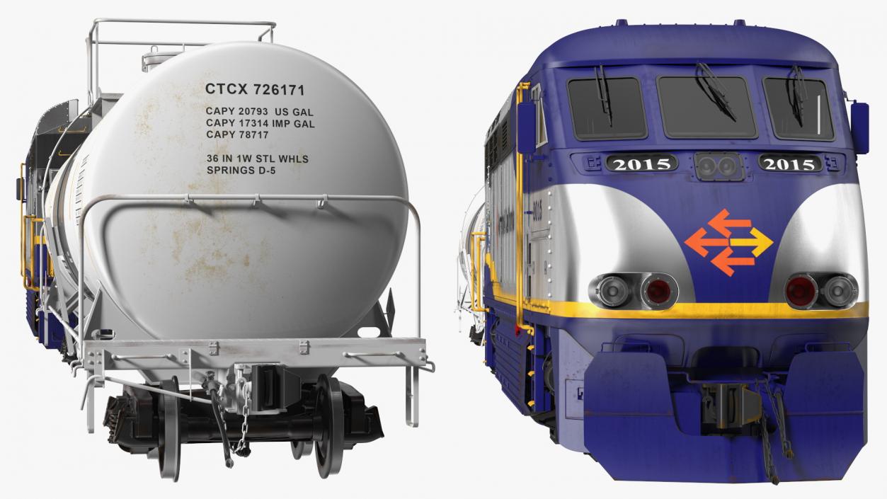 3D Train Locomotive With Tank
