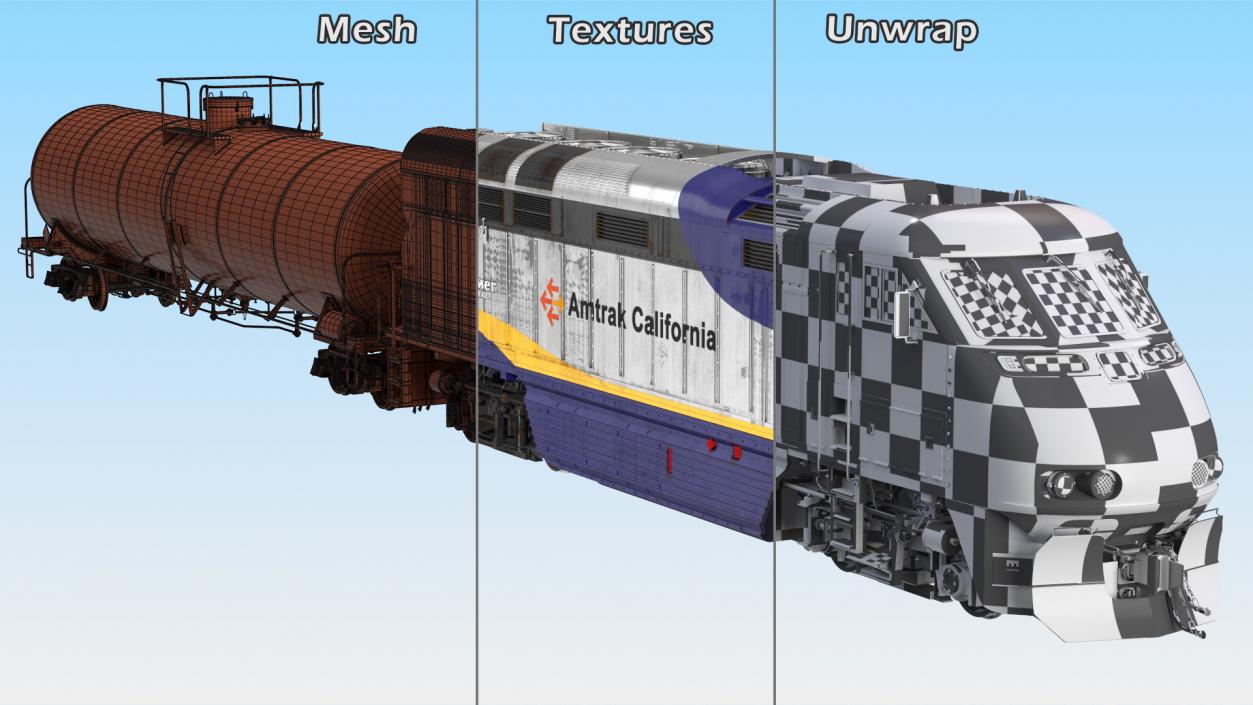 3D Train Locomotive With Tank
