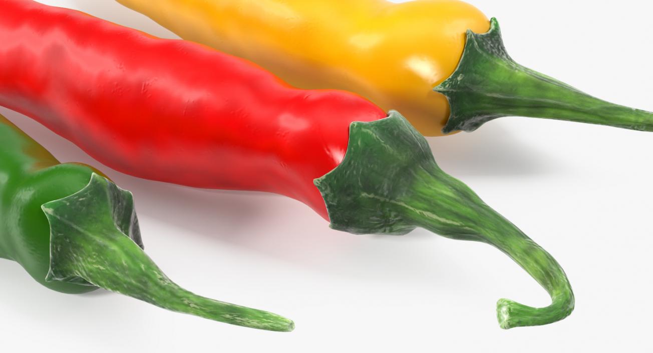 3D model Colored Chili Peppers Set