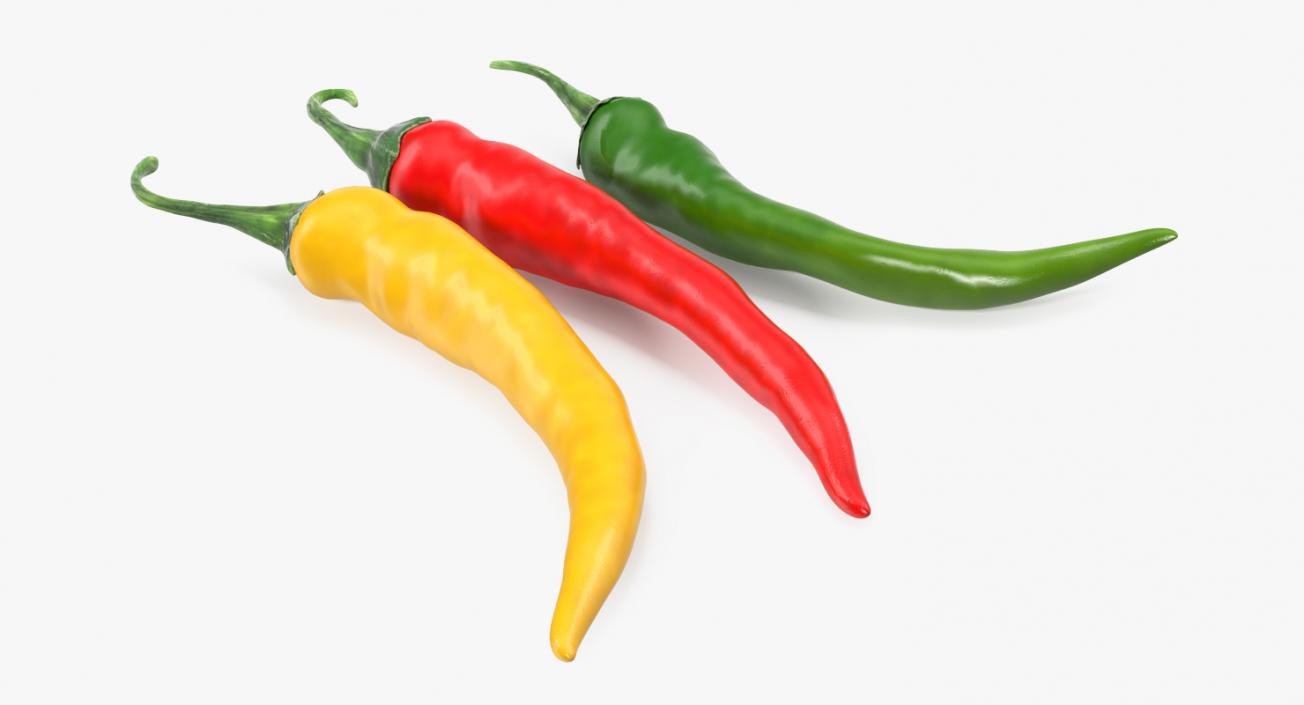 3D model Colored Chili Peppers Set