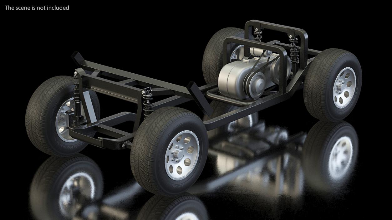 Golf Cart Chassis with Engine 3D model