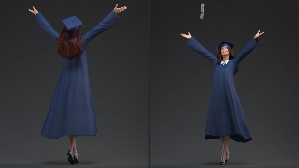 3D model Graduating Student Celebrating Pose