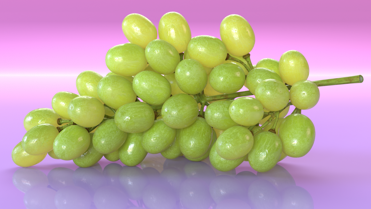 3D Cluster of Green Grapes model