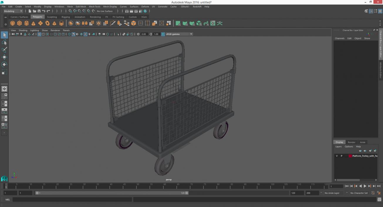3D Platform Trolley with Two Railing model