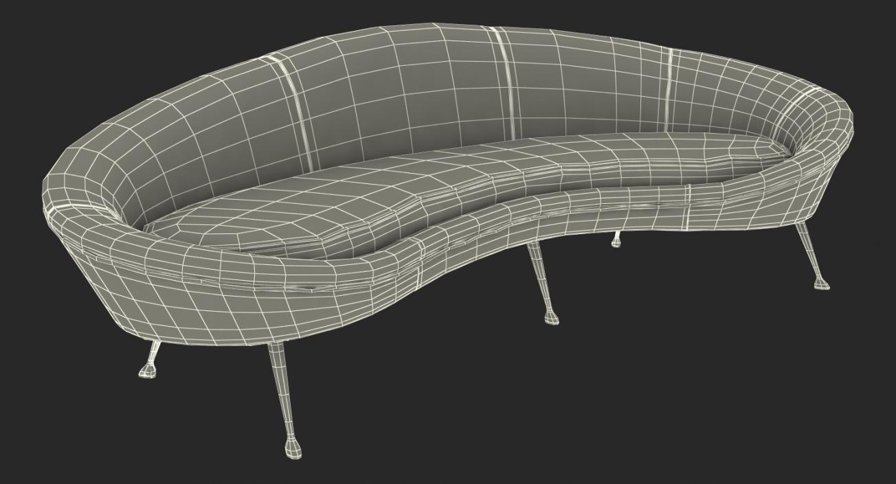 Vintage Style Curved Sofa Yellow 3D