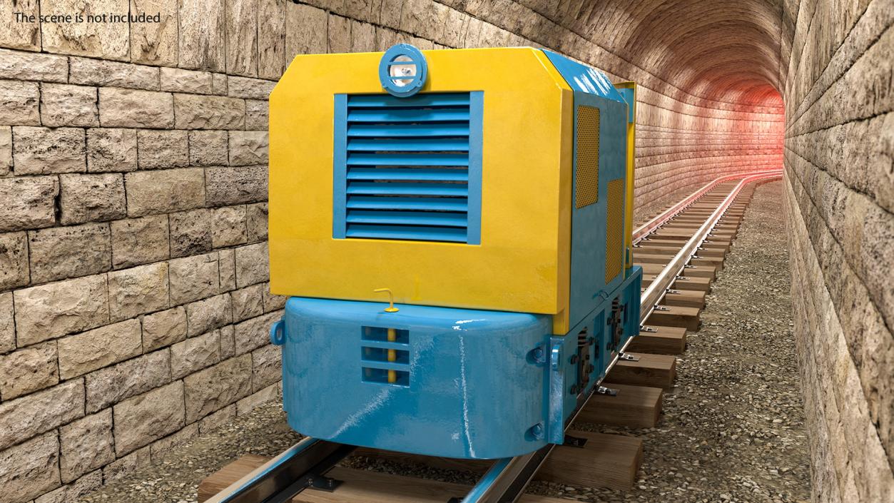 3D Mining Locomotive on Railway Section