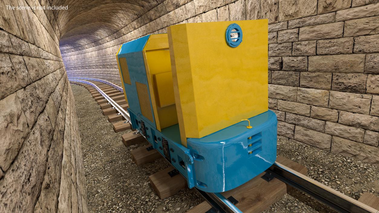 3D Mining Locomotive on Railway Section