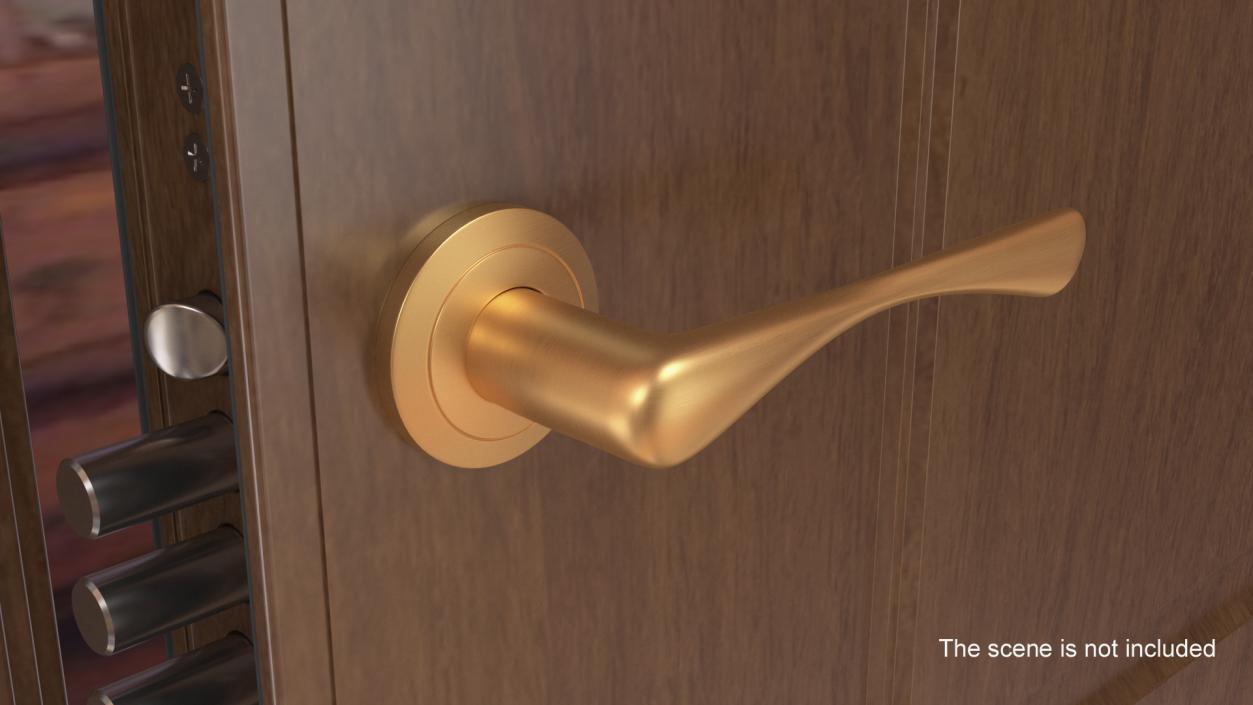 3D Gold Door Handles Separate