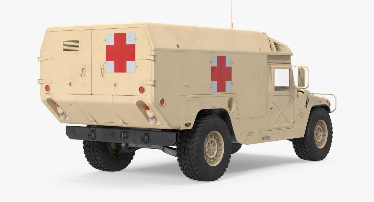 3D Ambulance Car HMMWV m996 Desert