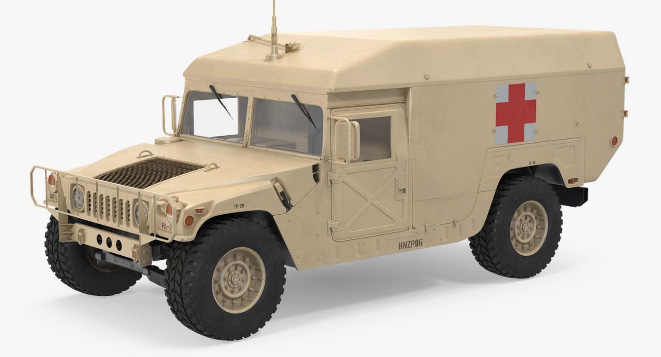 3D Ambulance Car HMMWV m996 Desert