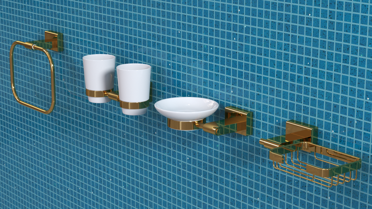 Bathroom Wall Accessories Set 3D model