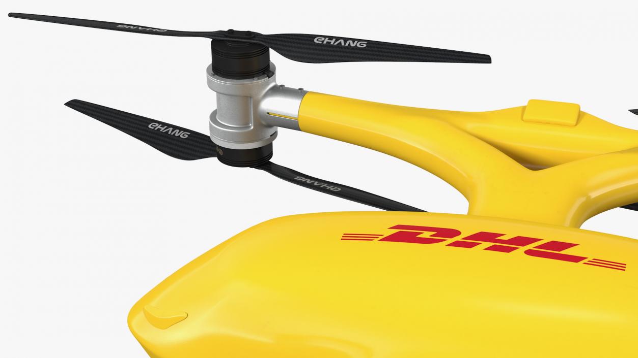 Quadcopter DHL Drone with Delivery Package 3D