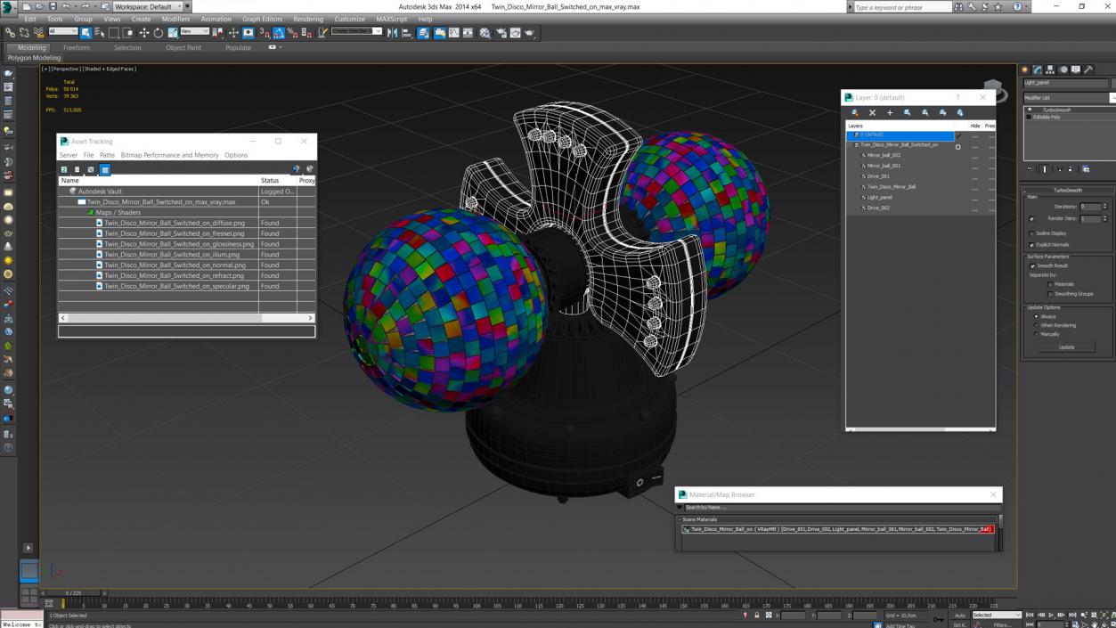 Twin Disco Mirror Ball Switched on 3D model