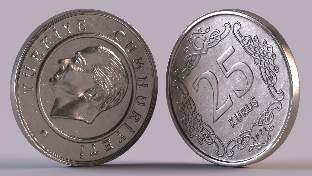 3D model Turkey Coin 25 Kurus