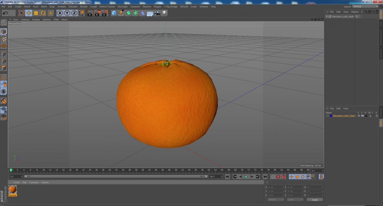 Mandarin with Stalk 3D model