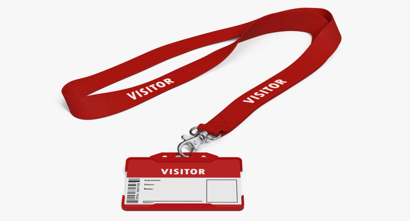 3D Visitor Lanyard with Plastic ID Card Holder model