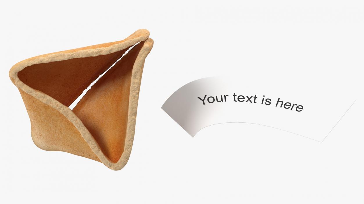 Open Fortune Cookie with Message 3D