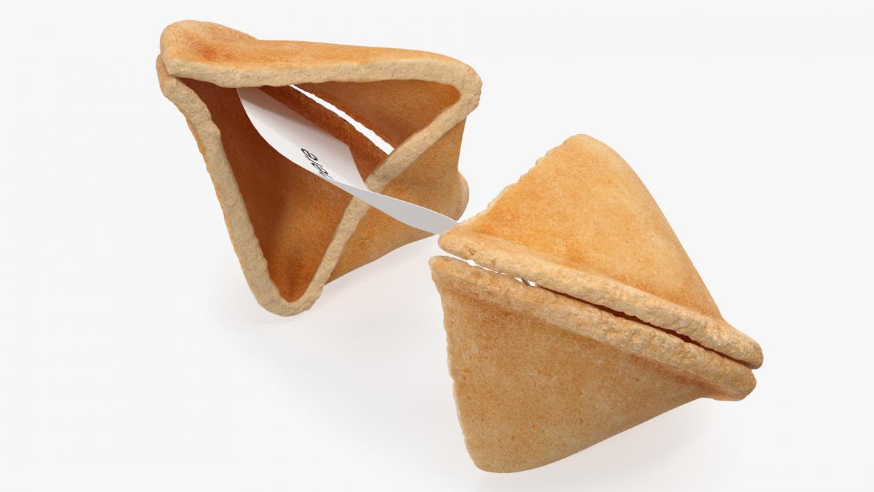 Open Fortune Cookie with Message 3D