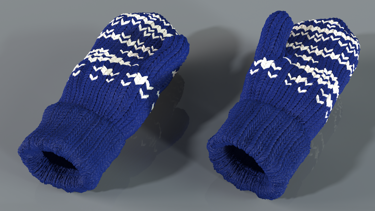 3D model Pair of Blue Wool Mittens