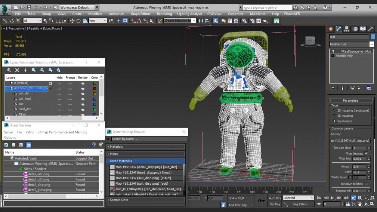Astronaut Wearing xEMU Spacesuit 3D