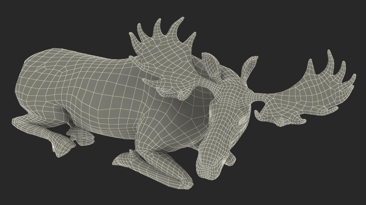 3D Elk Lying Pose Fur model