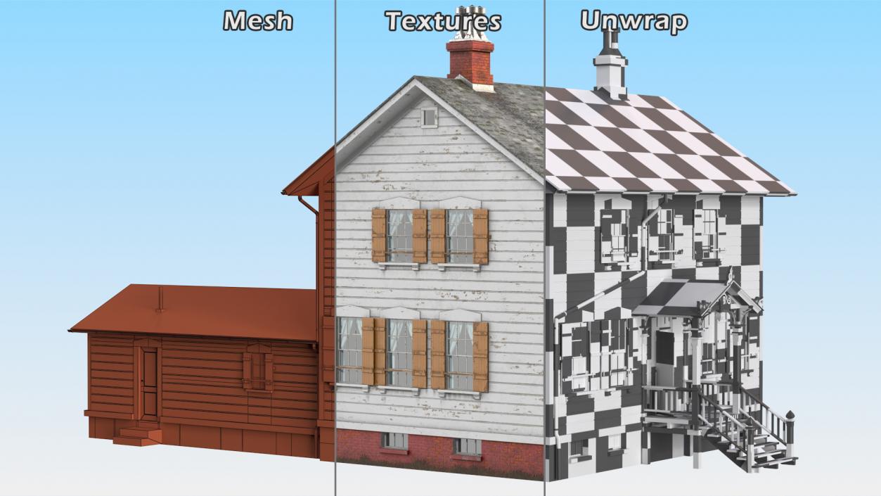 3D Old Wooden House