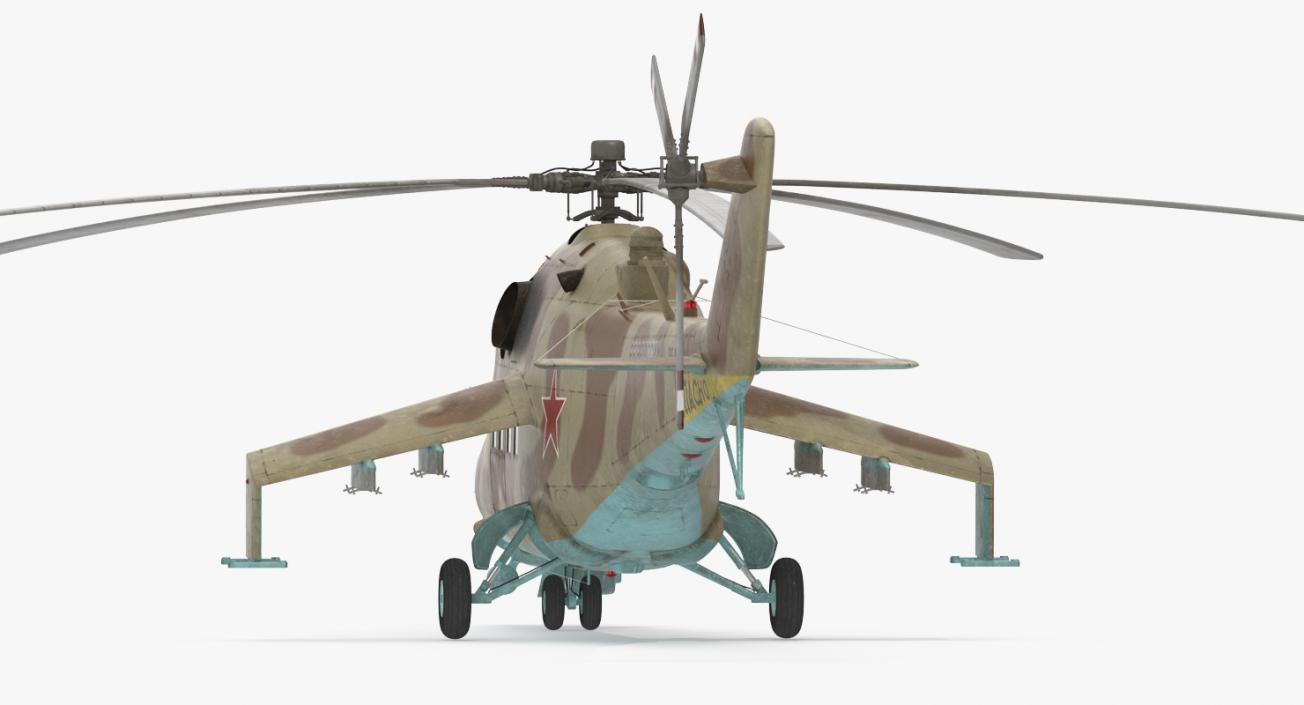 3D model Russian Helicopter Mil Mi-24 Hind Rigged
