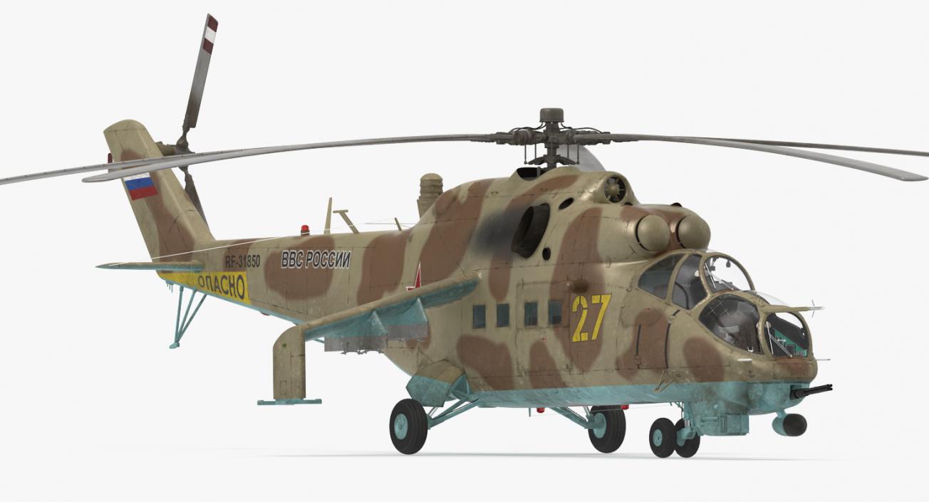 3D model Russian Helicopter Mil Mi-24 Hind Rigged