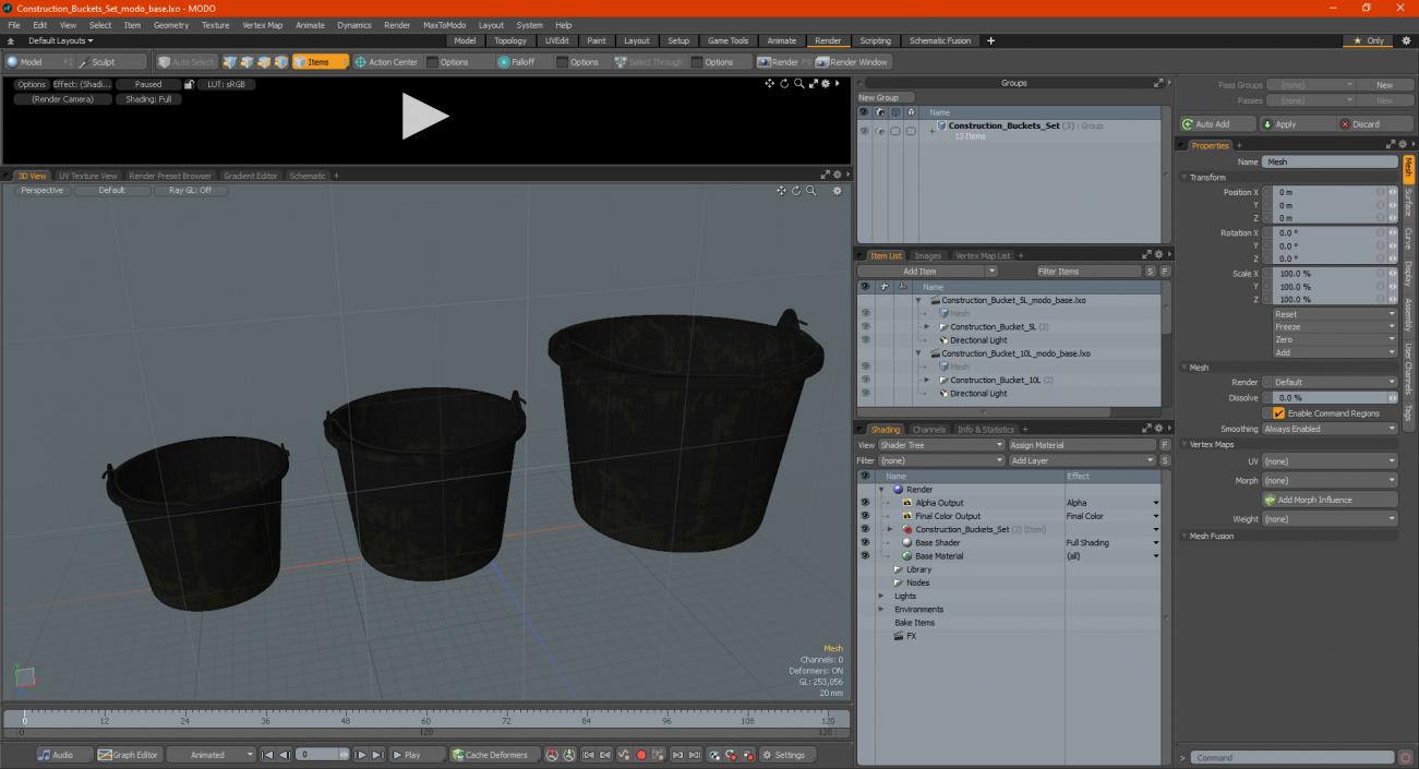 Construction Buckets Set 3D model