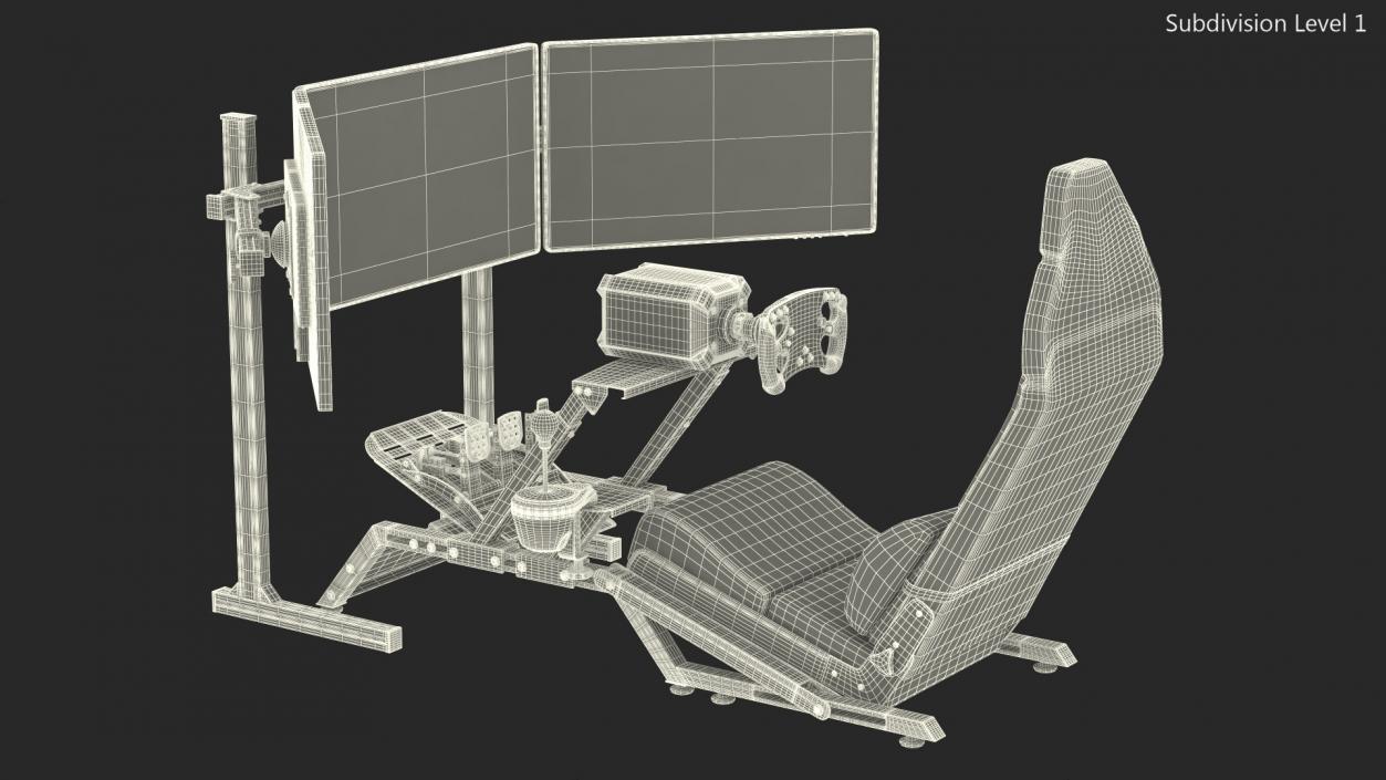 3D model F1 Racing Sim Gaming Setup with Monitors