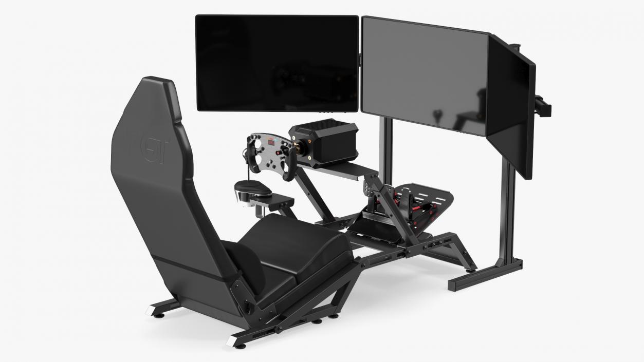 3D model F1 Racing Sim Gaming Setup with Monitors