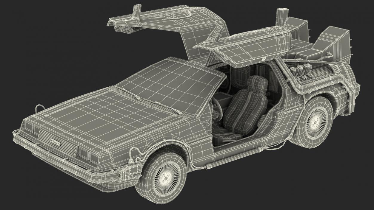 3D model DeLorean DMC-12 Time Machine Rigged