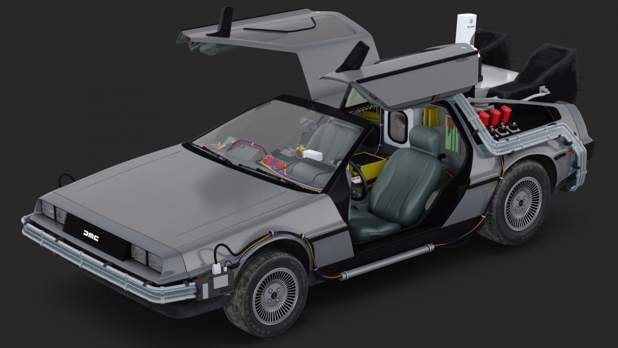 3D model DeLorean DMC-12 Time Machine Rigged