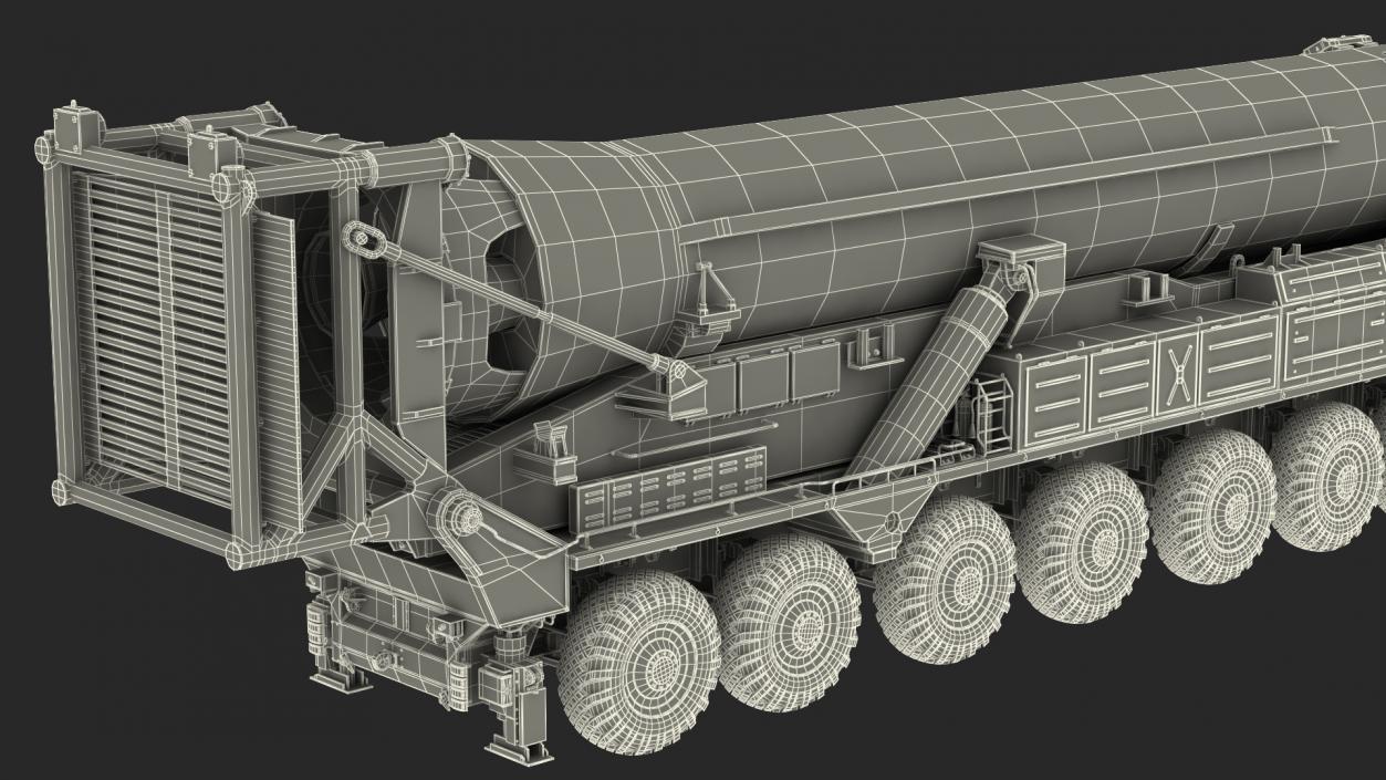 3D Transporter Erector Vehicle Hwasong-15 with Intercontinental Ballistic Missile Dirty Rigged