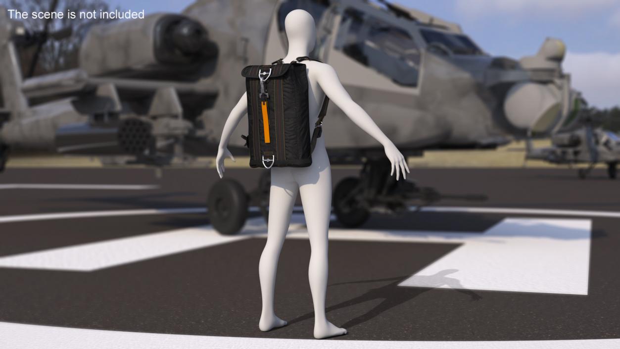3D Parachute Flight Backpack Worn Black