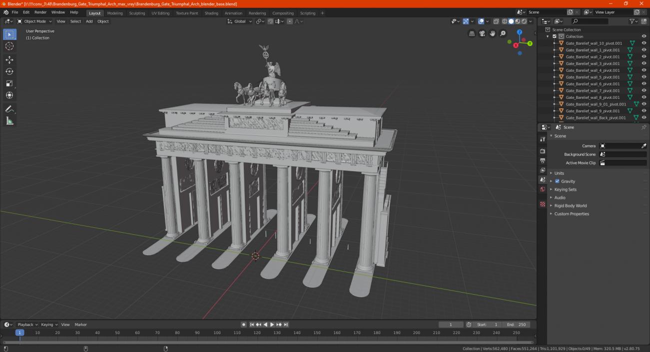 3D Brandenburg Gate Triumphal Arch