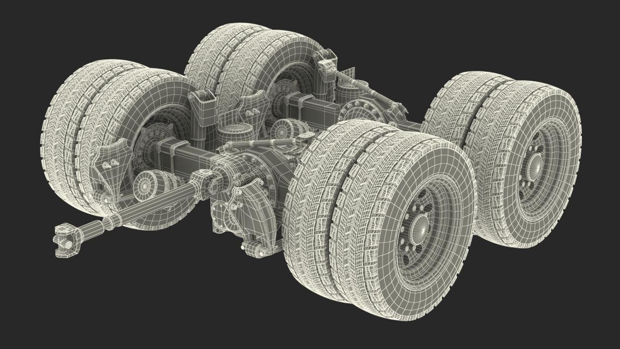 3D Heavy Duty Truck Tandem Rear Axle model